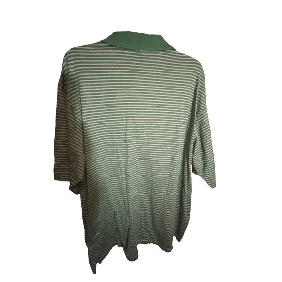 Amen Corner Masters Collection Green & White Striped Polo Shirt With Embroidered - Picture 2 of 4